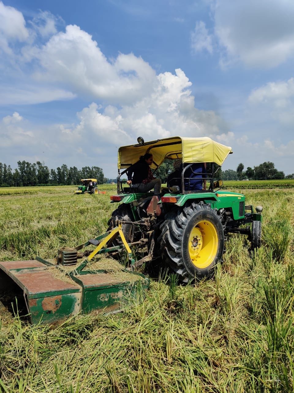 Farmers making manure by suppressing the stubble in the fields, Ambala