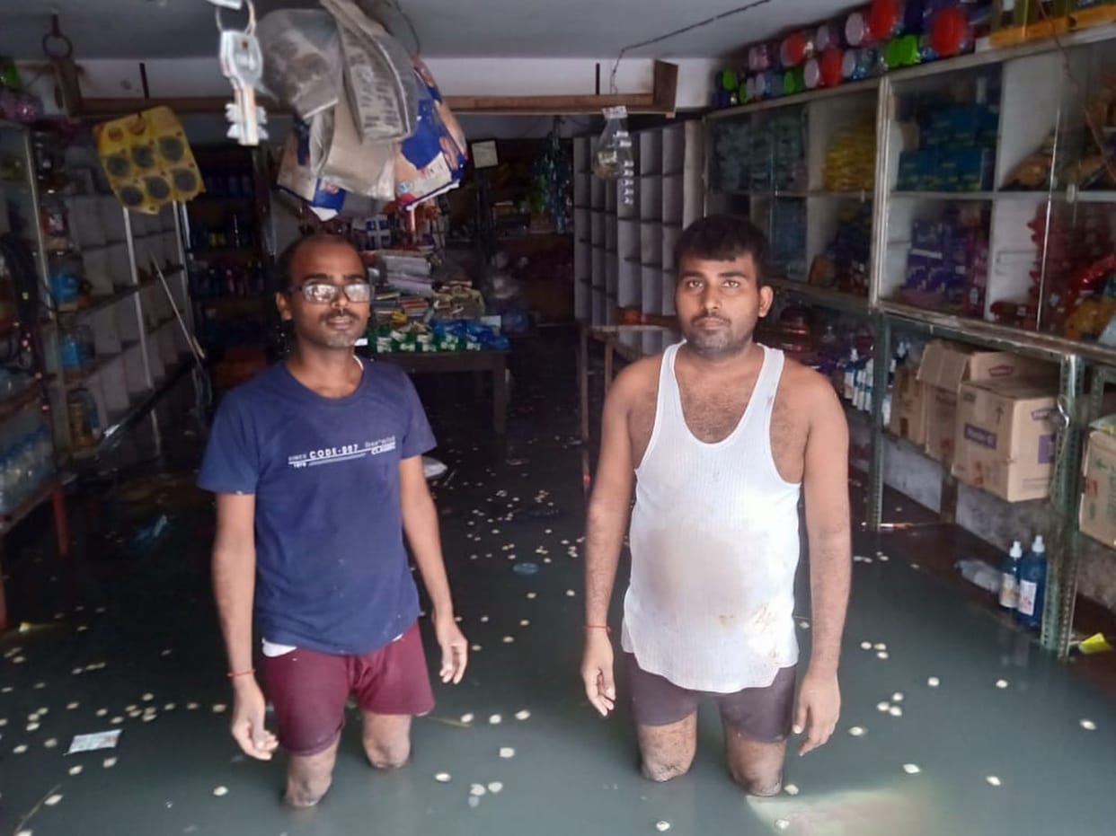 Rain water entered homes and shops