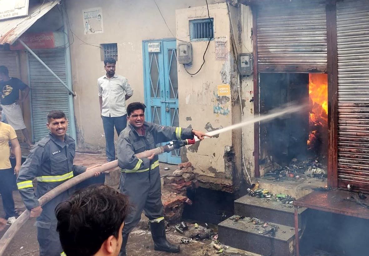 Fire in provision store