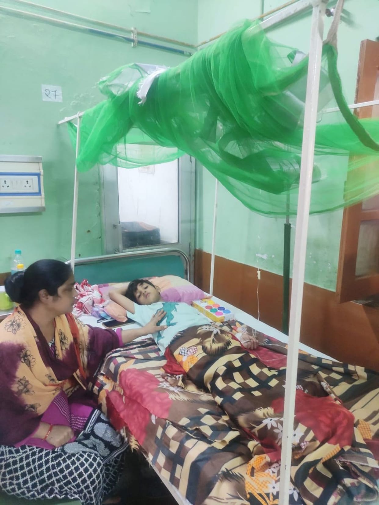 Children moaning with fever