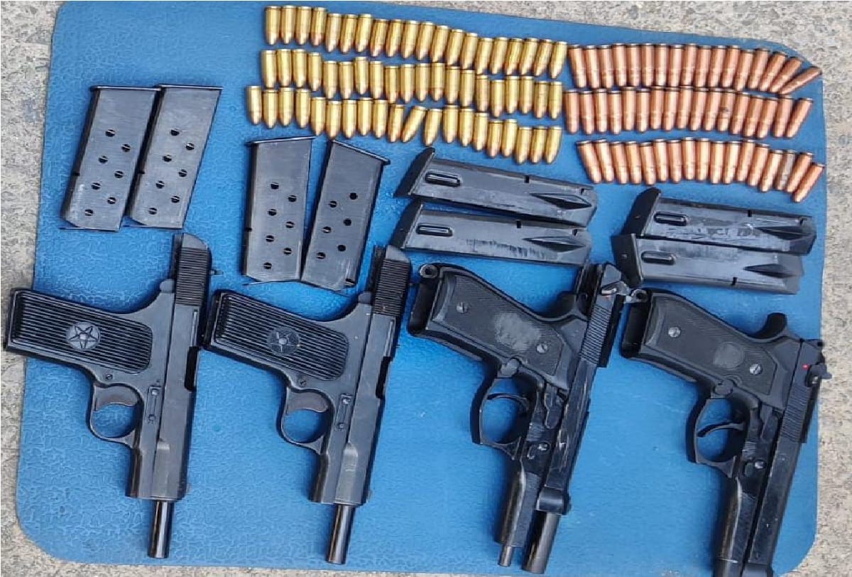 pistols ammunition recovered during search operation in Pulwama jammu kashmir