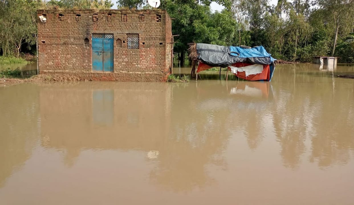 Even after four days, water filled in the lower settlements