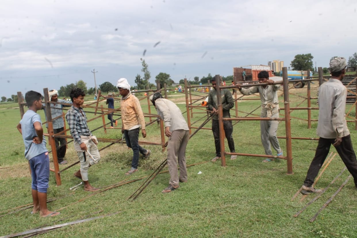 Helipad will be built behind the stage for CM, the whole pandal will be water and fire proof
