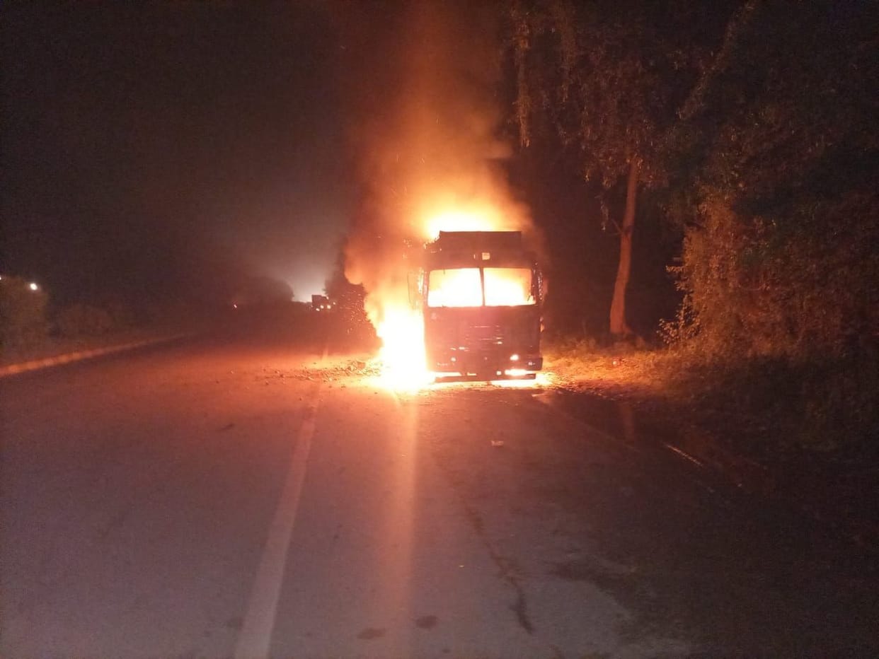 truck caught fire