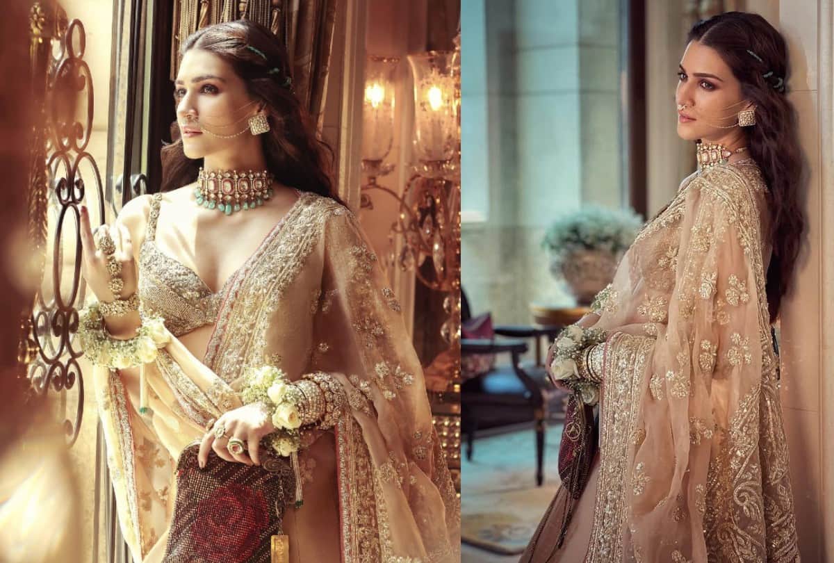 Kriti Sanon Traditional look in Bridal Golden Lehenga