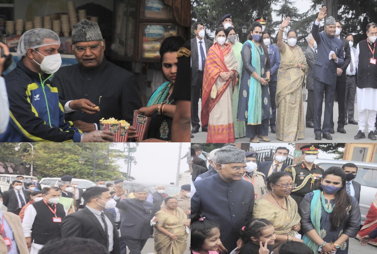 President ramnath Kovind visited Jakhu Hanuman temple shimla, enjoys popcorn on the ridge