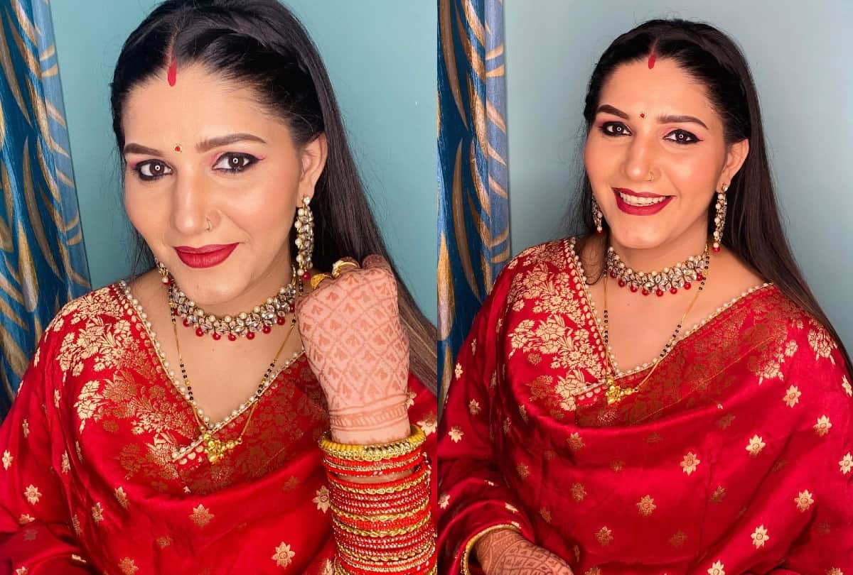 sapna choudhary green orange saree look stunning