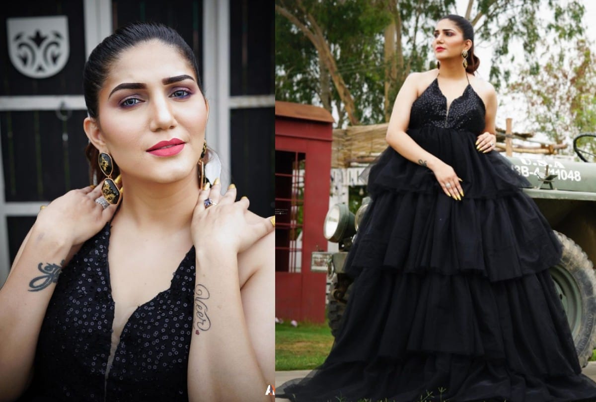 sapna choudhary latest video in silver saree