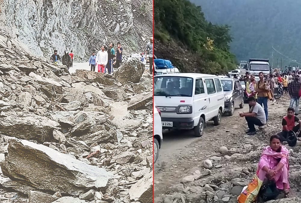 Rishikesh-Badrinath Highway: Road closed due to heavy landslide And 200 vehicles stuck in jam photos
