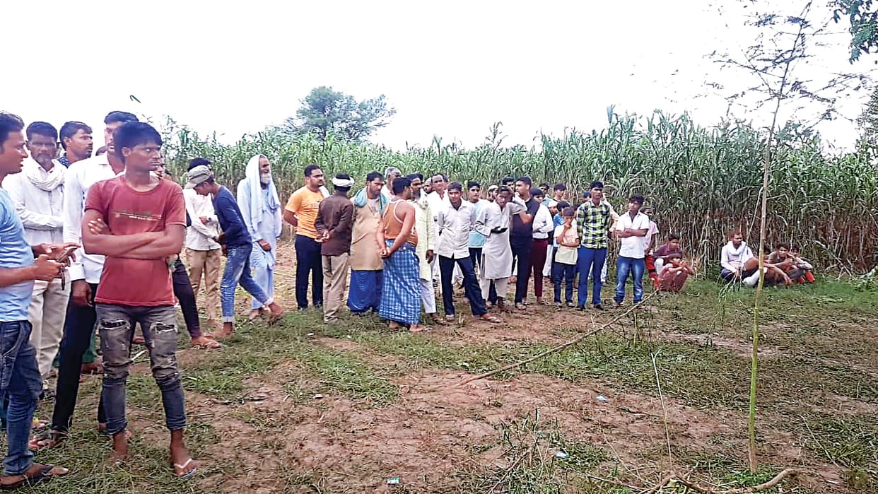 Dead body of a young man found hanging from a tree in the field