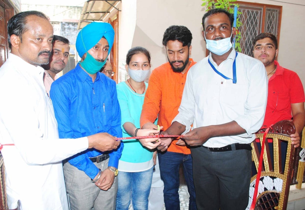 Eye examination of patients in the camp