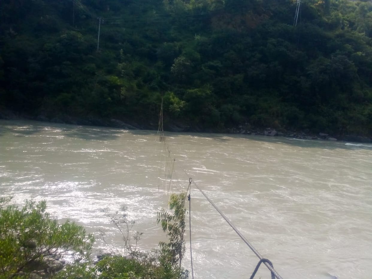 satluj river hanging bridge broken in shanah nither