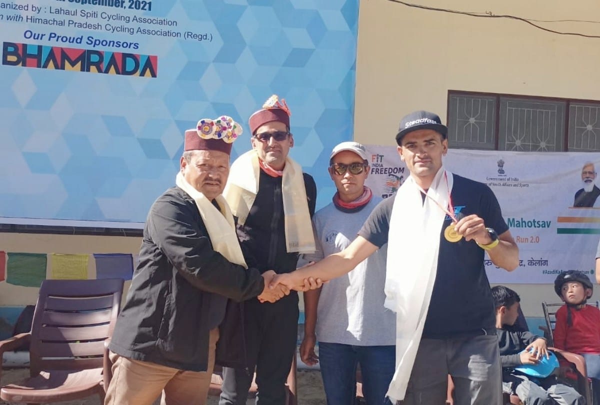 devender win MTB state Cycling championship in Keylong lahaul spiti
