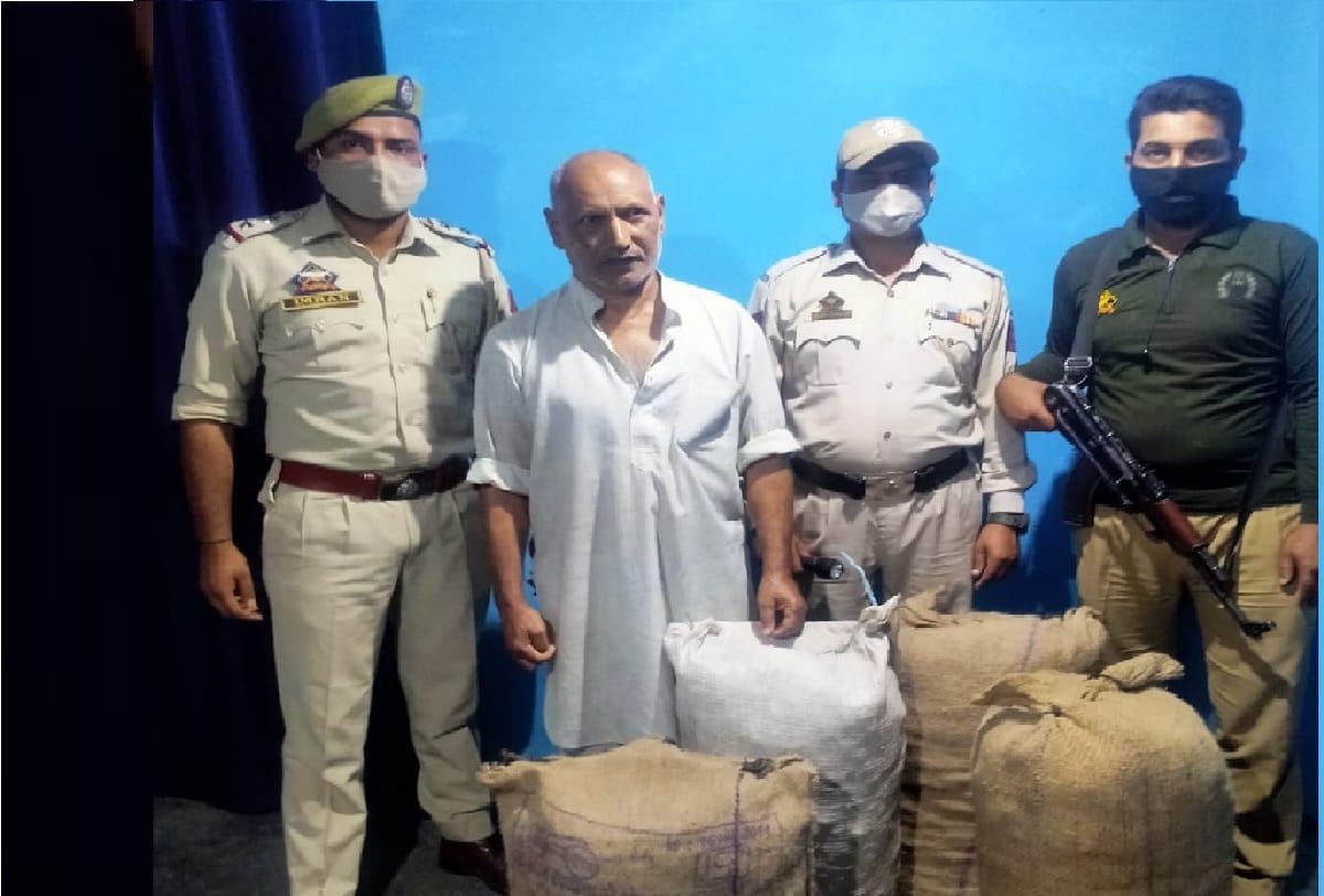 Smuggler held with 80 kg of medicinal herb Nag Chatri in Kishtwar jammu and kashmir
