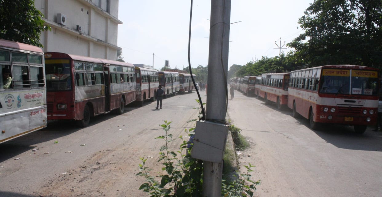 Students wandering here and there in search of buses