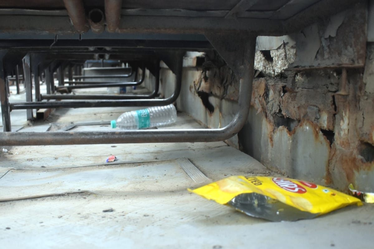 Passengers traveling in dirty and dilapidated UP Roadways buses