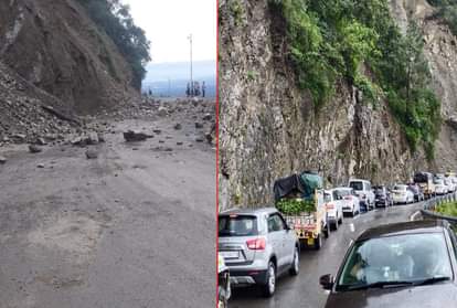 मसूरी रोड पर लगा जाम