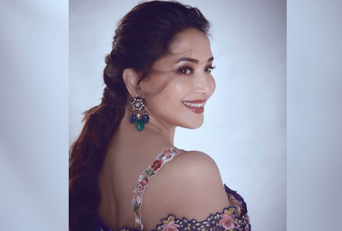 madhuri dixit blue Floral saree Photos and Cost