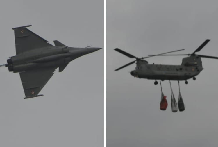 Chinook helicopter and Rafale fighter aircraft participated in the air show in Chandigarh