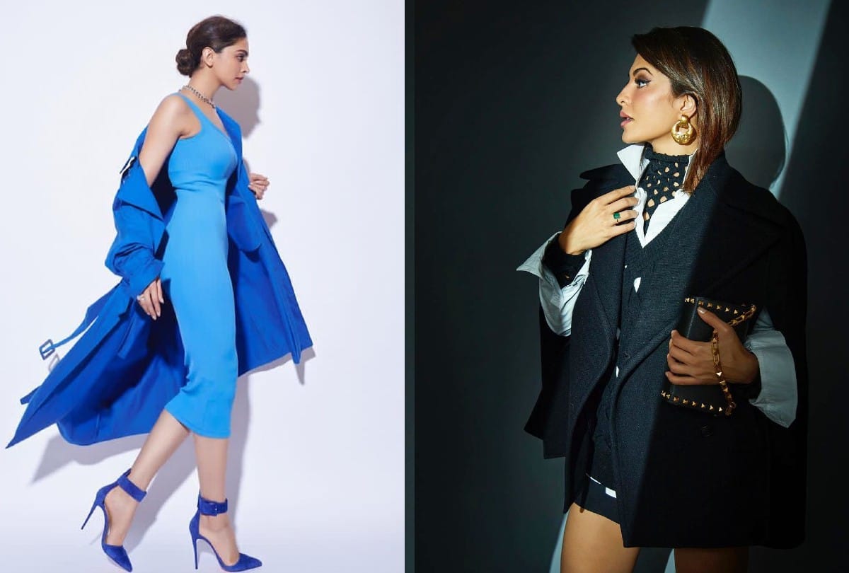 jacqueline fernandez in Black Coat Photoshoot after Deepika Padukone oversize Coat