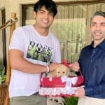 अभिनव बिंद्रा ने नीरज चोपड़ा को पपी भेंट किया।