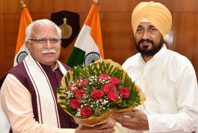 Punjab CM Charanjit Channi Meets Haryana CM Manohar Lal