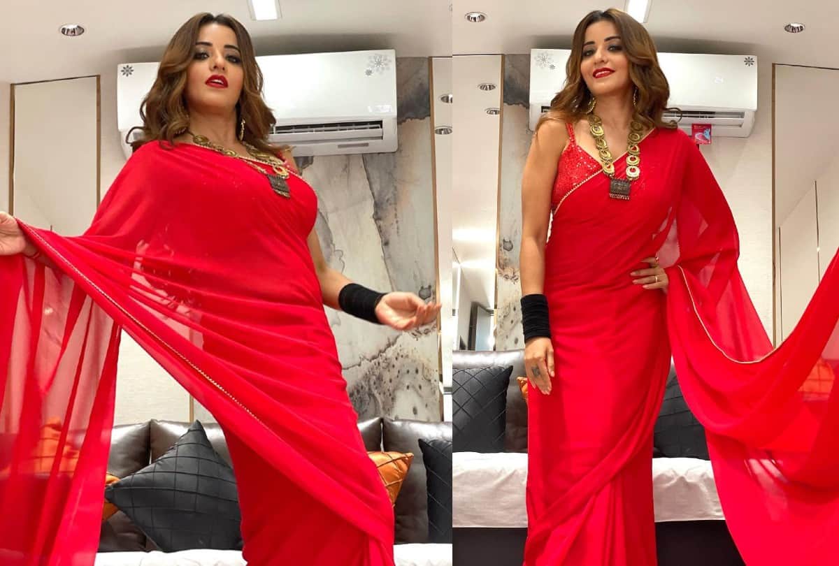 Monalisa Traditional Look In Red Saree And Suit