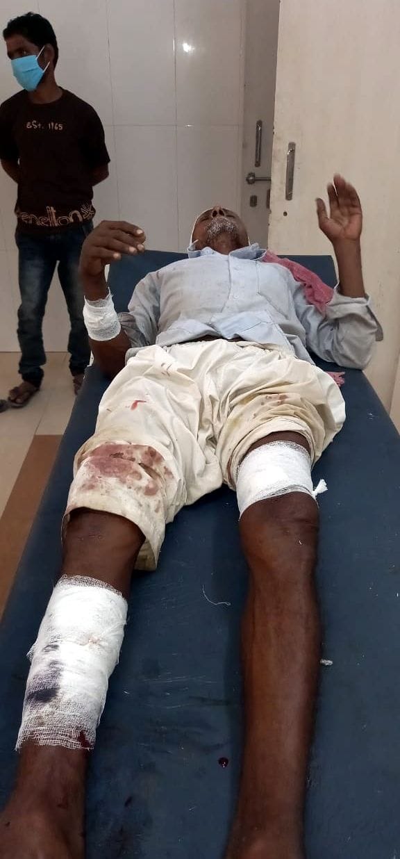 The complainant was beaten up in front of the team that came to investigate