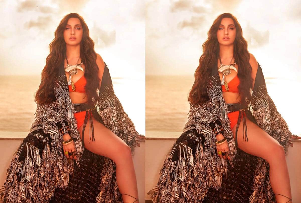 bollywood actress nora fatehi latest bikini look photos goes viral