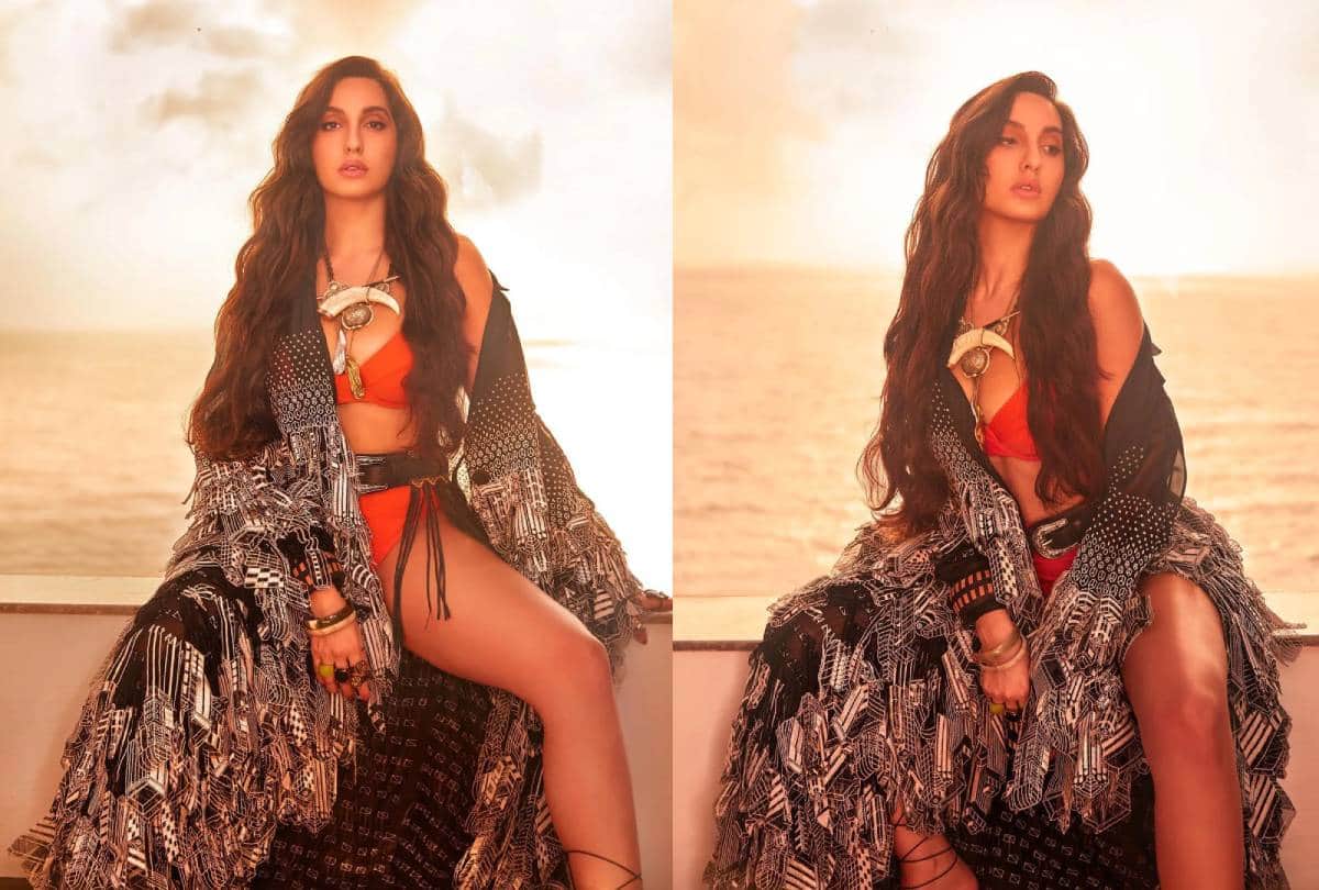 bollywood actress nora fatehi latest bikini look photos goes viral