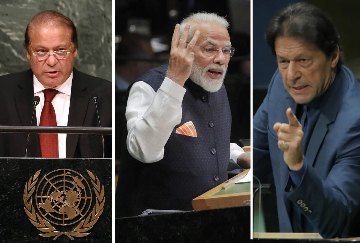 Narendra Modi speeches at UNGA in years Pakistan Terrorism Nawaz Sharif and Imran Khan absent news and updates
