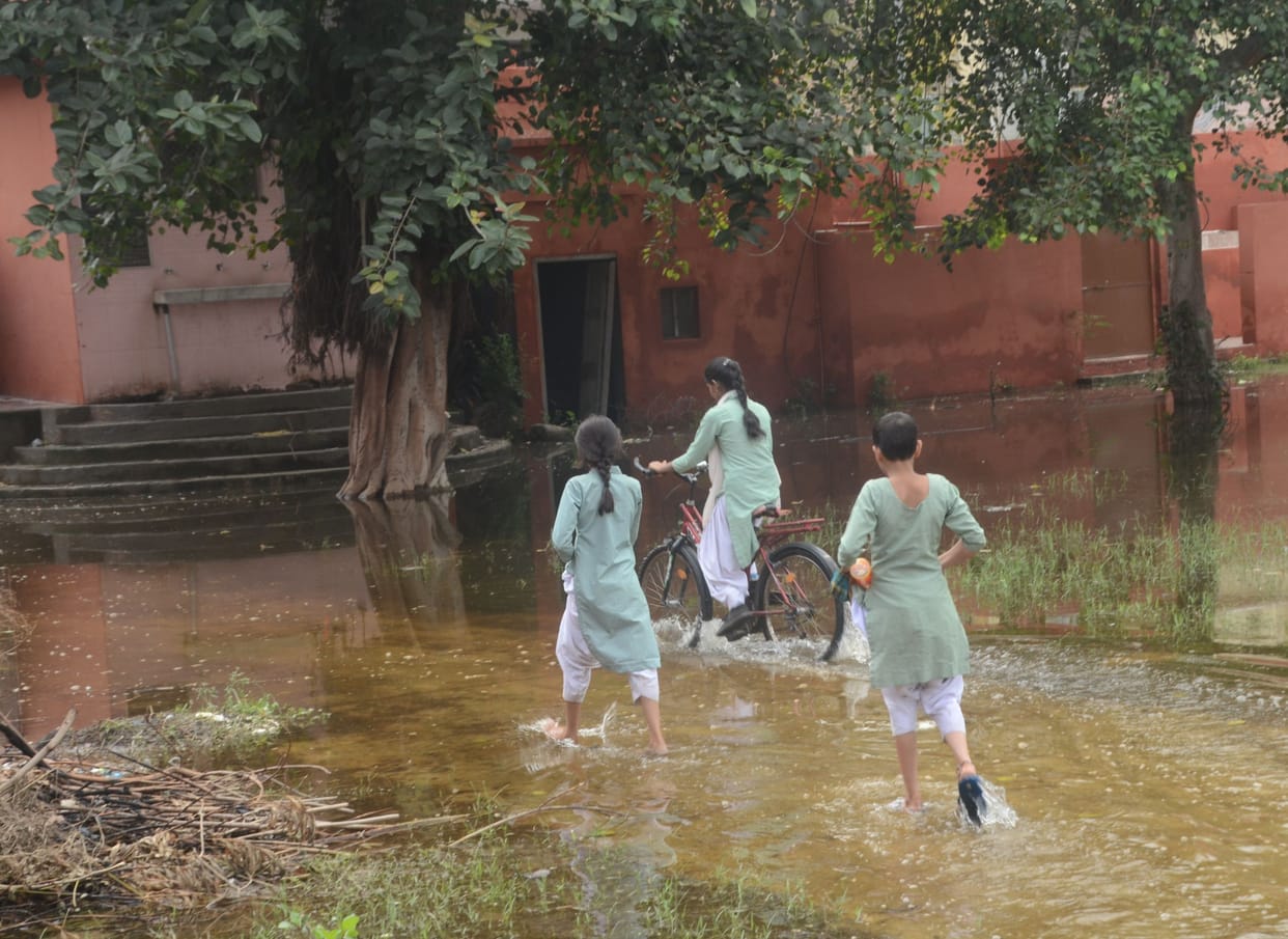 Worry: Temple of education submerged in water,  Arrangements are bad, how to study