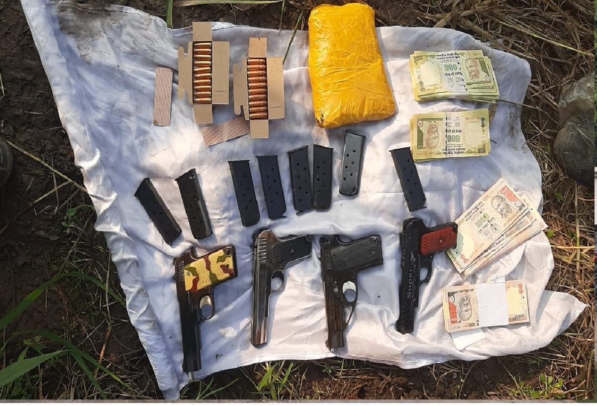 BSF Jammu recovered bag in Akhnoor pistols  narcotics and FICN recovered