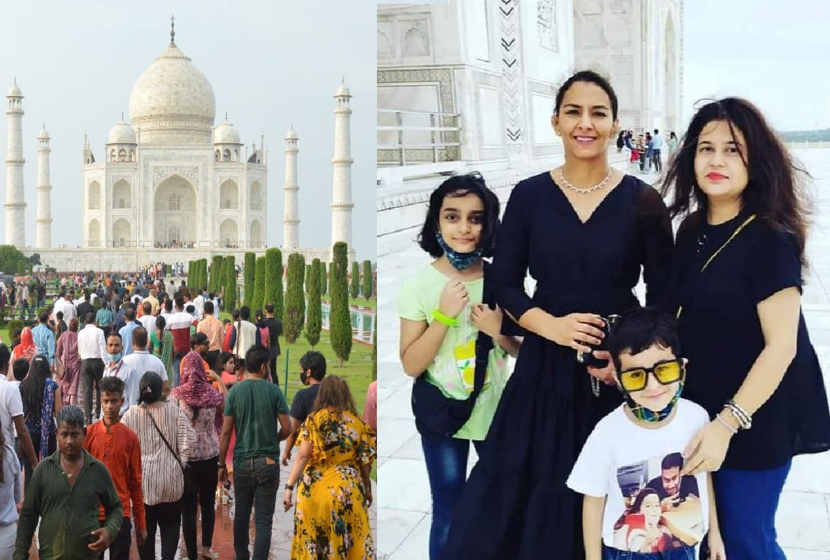Wrestler Geeta Phogat visited the Taj Mahal with family
