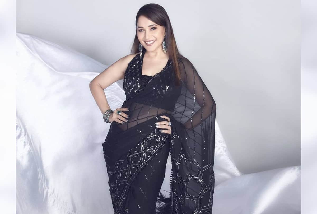 Madhuri Dixit Black Saree Looks Stunning Check Out Pics And Cost