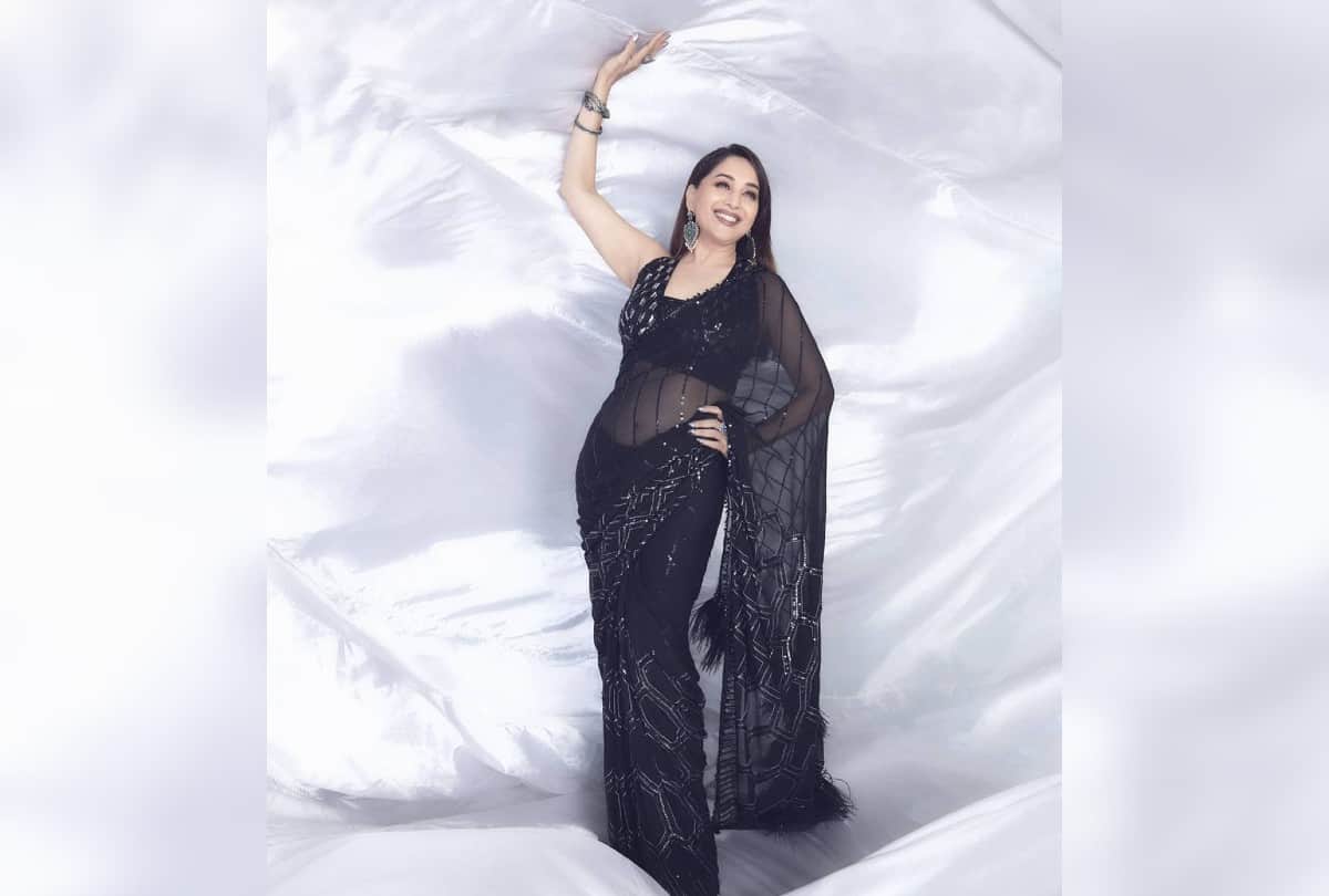 Madhuri Dixit Black Saree Looks Stunning Check Out Pics And Cost