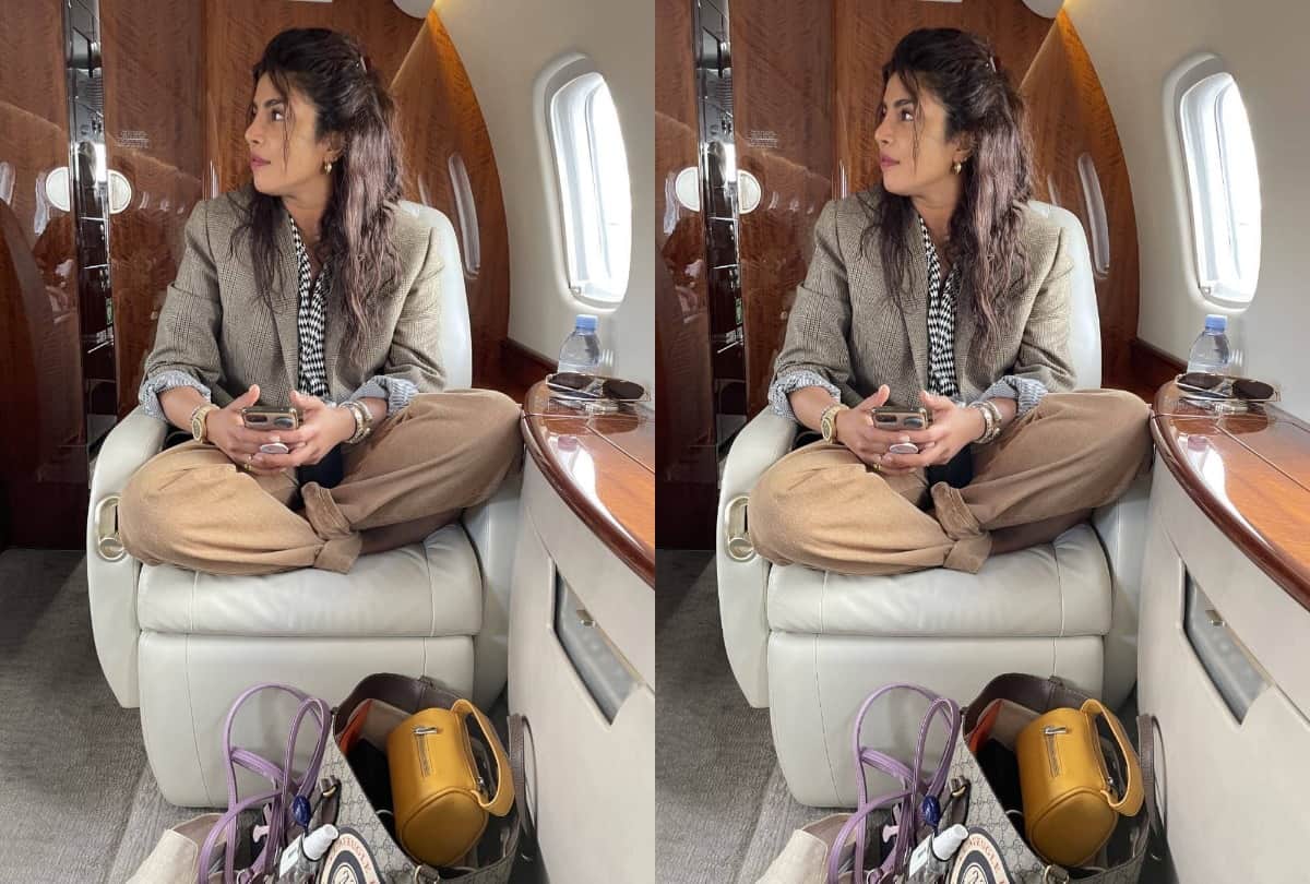 Priyanka Chopra sits with her crossed legs in private jet people call her our desi girl