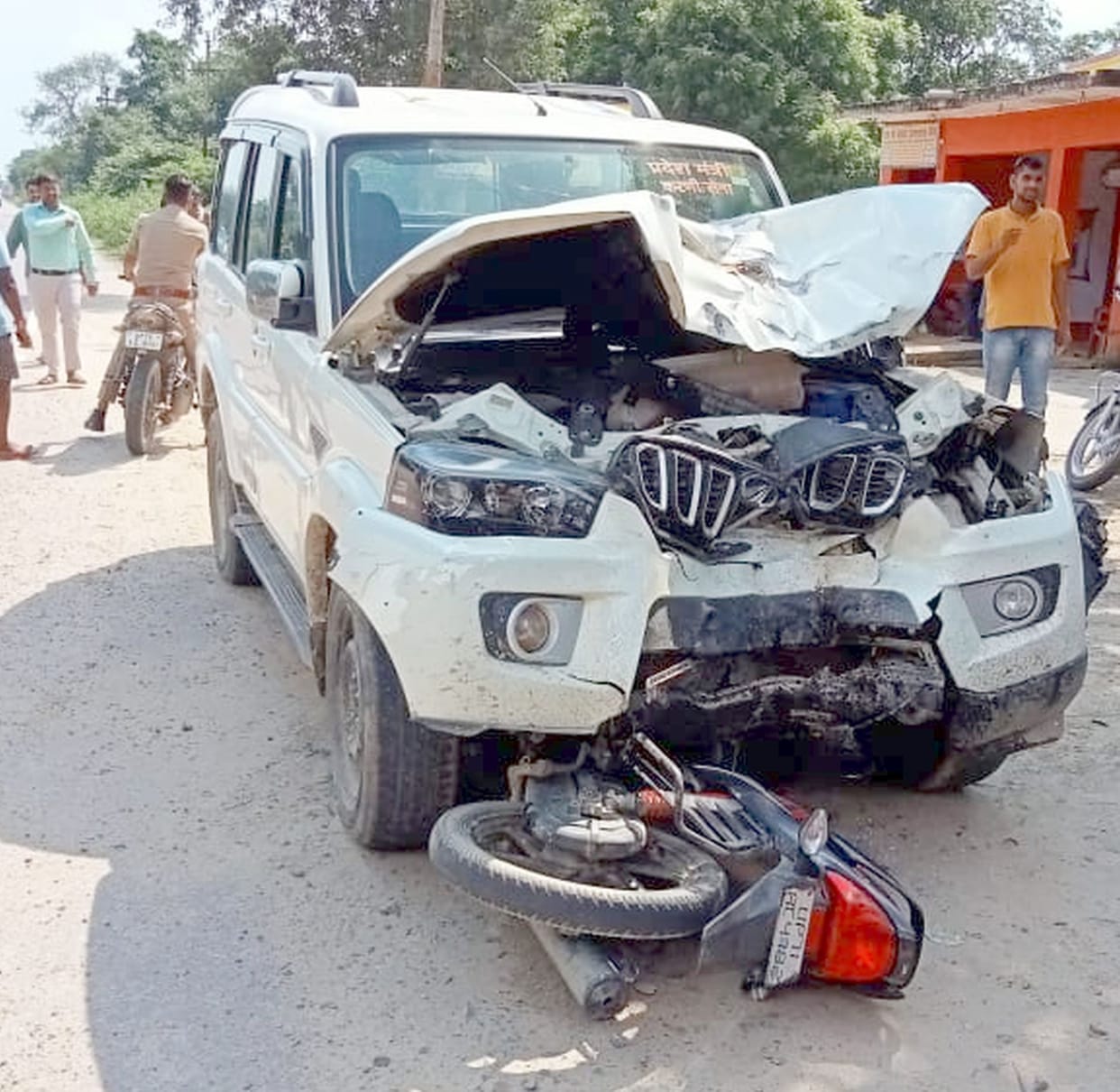 Scorpio trampled four people including bike riding mother and son