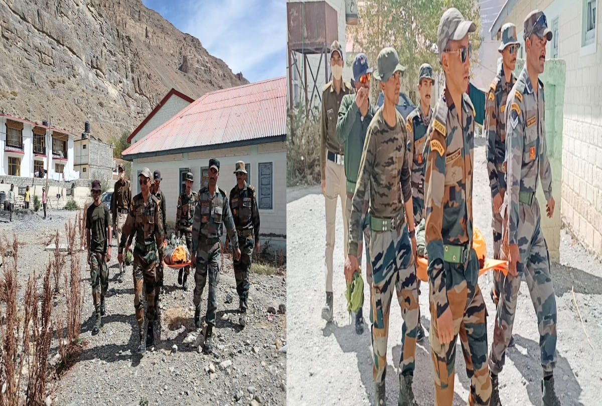 Keylong: ITBP personnel walked 32 km and took two dead bodies to Kaza from Khamingar Glacier.