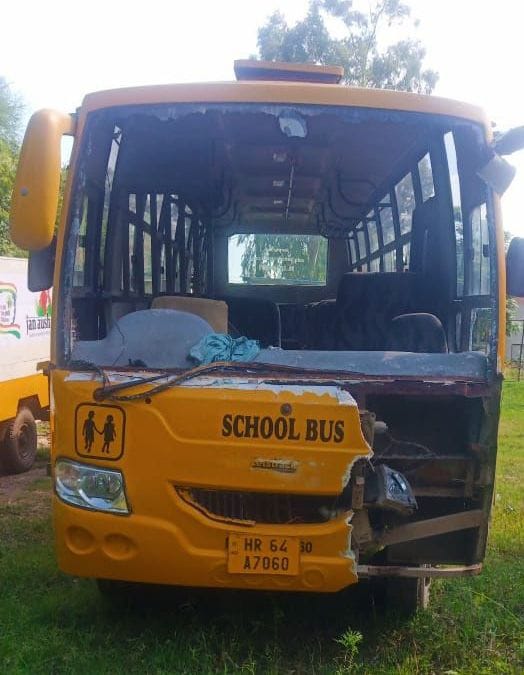 Private school bus and truck collide, students survived