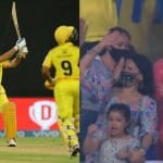 धोनी का छक्का देखकर खुशी से उछल पड़ीं साक्षी और जीवा