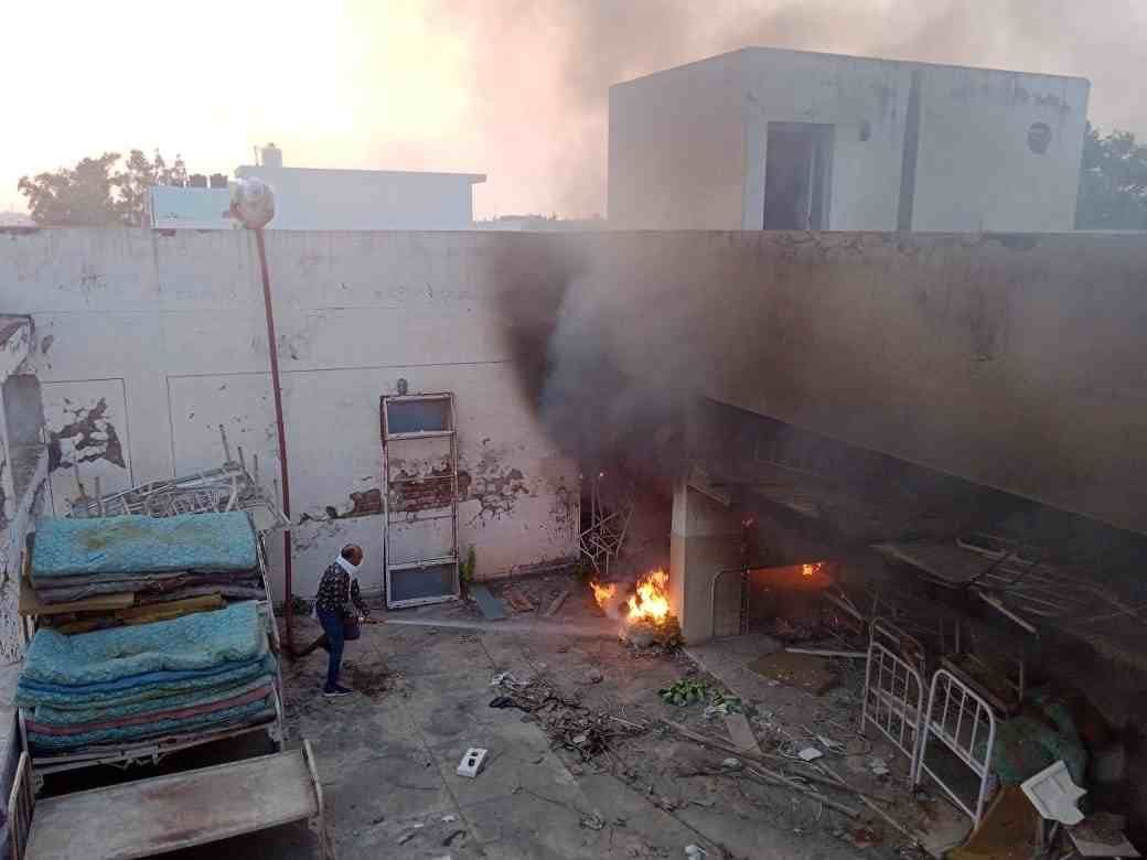 Fire broke out in the junk lying on the third floor of the civil hospital