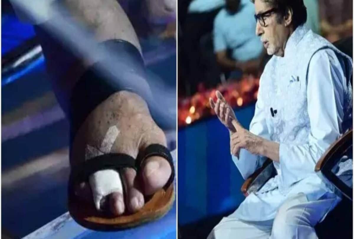 Amitabh Bachchan shooting for KBC even with injured thumb picture goes viral on social media