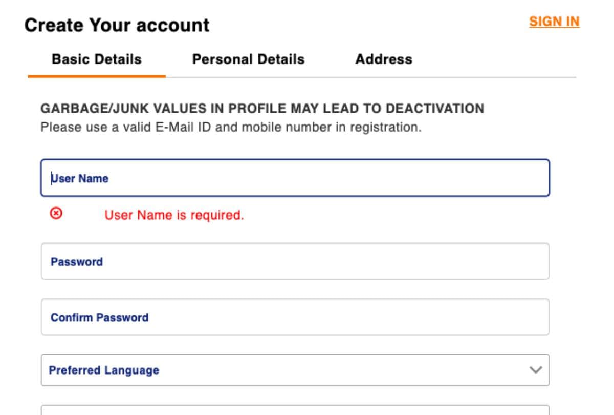 irctc login process how to create irctc account
