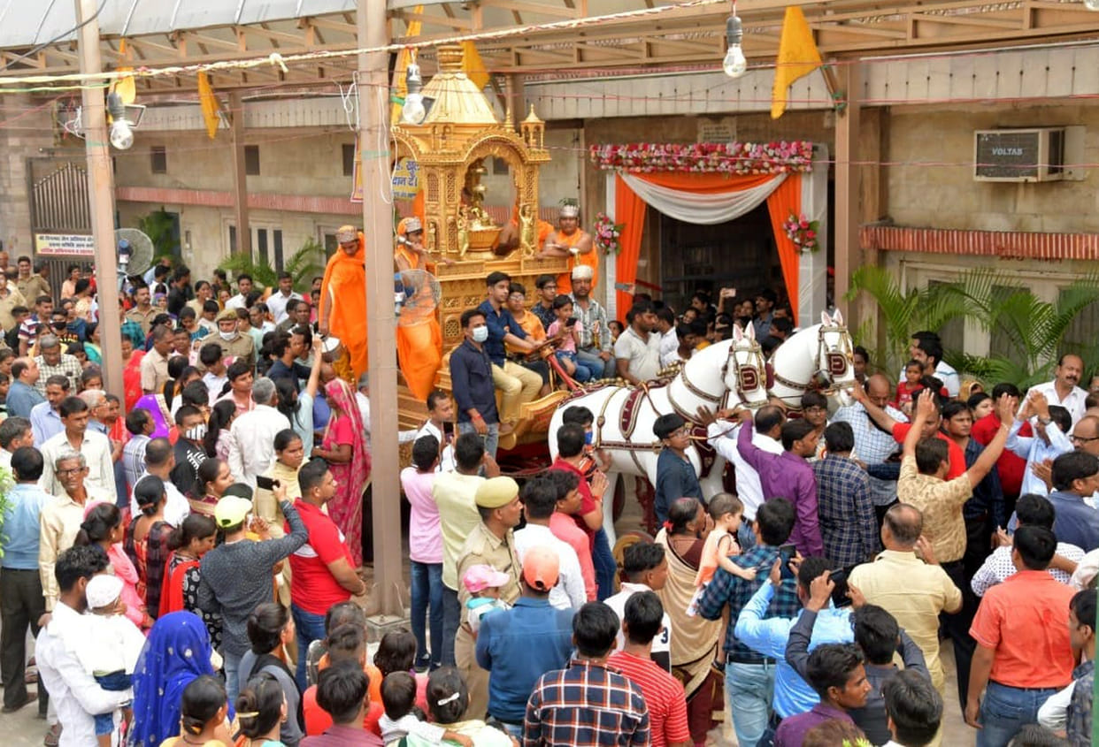 Jain devotees gathered in Rath Yatra festival