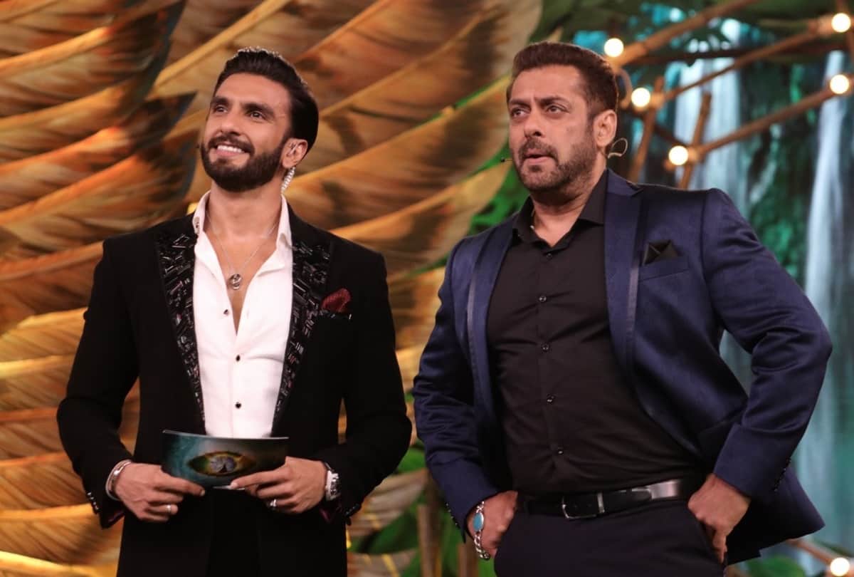 bigg boss 15 grand premier host salman khan and ranveer singh's fun banter at the premier night