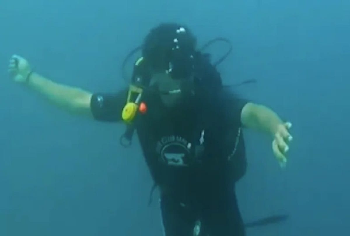 Tokyo Olympics gold medalist Neeraj Chopra enacts javelin throwing under water during scuba dive watch video