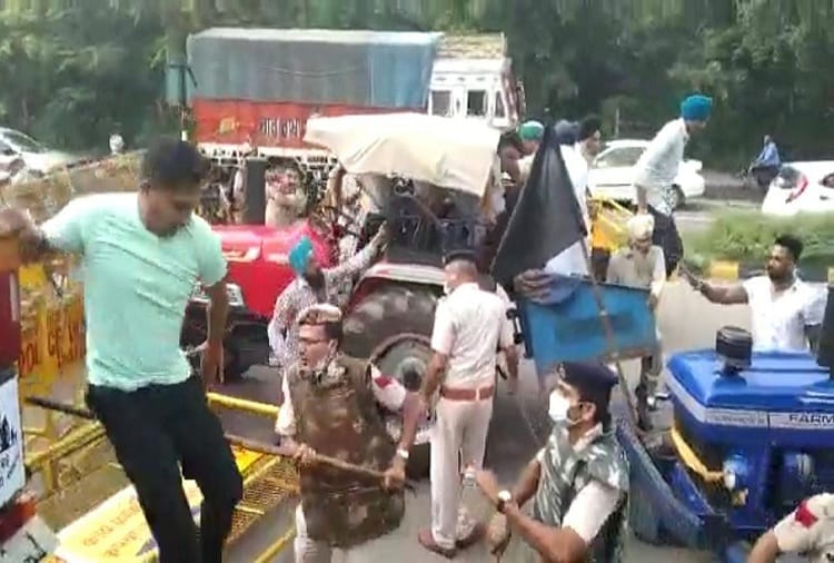 police baton charge on farmers in panchkula