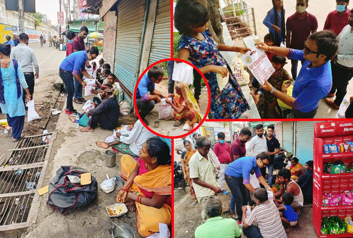 AP Chemicals MD Anurag Pandey distributed food to helpless and poor people in gorakhpur