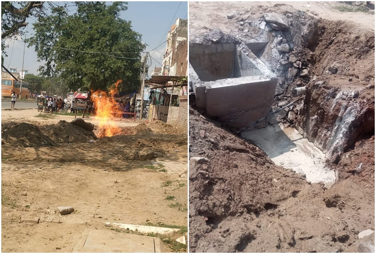Gas Pipeline Damage Catches Fire After Leakage In Agra Kalal Kheria